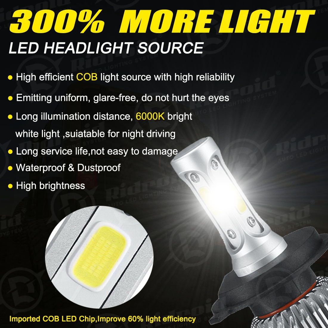For 1967-1972 Chevy C10 Pair 7 inch LED Headlights Round DOT Approved Hi/Lo Lamp