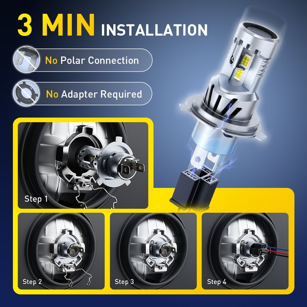 H4 9003 6500K White Kit LED Headlight Bulb High Low Beam 20000LM Combo 2-20X