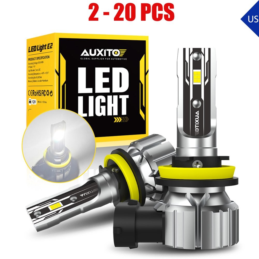 LED Headlight H8 H9 H11 6500K High/Low Beam Bulbs 2-20X White Lamp Canbus AUXITO