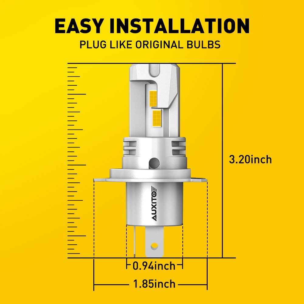 2X H4 9003 LED Headlight Bulbs High/Low Beam 800% Brighter 3000K Amber Yellow
