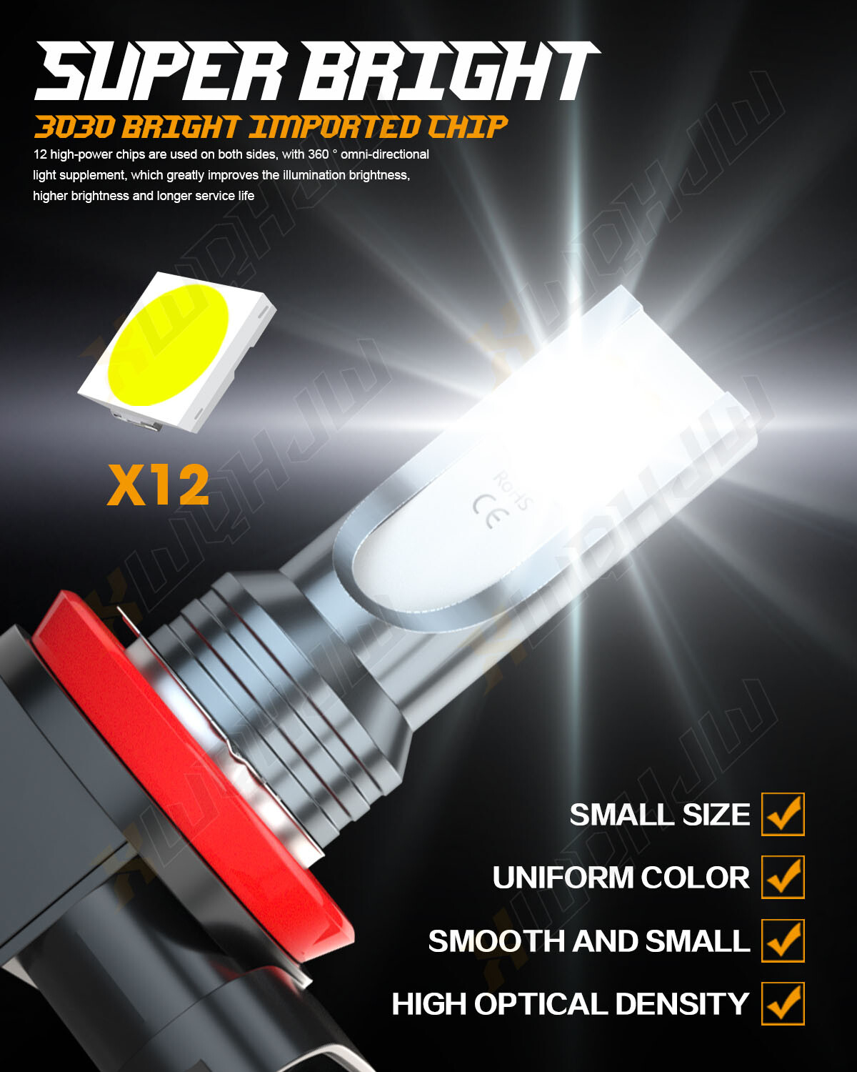 LED Headlight Fog Light Bulbs Kit 6000K Cool White 10000LM Hi/Lo Beam