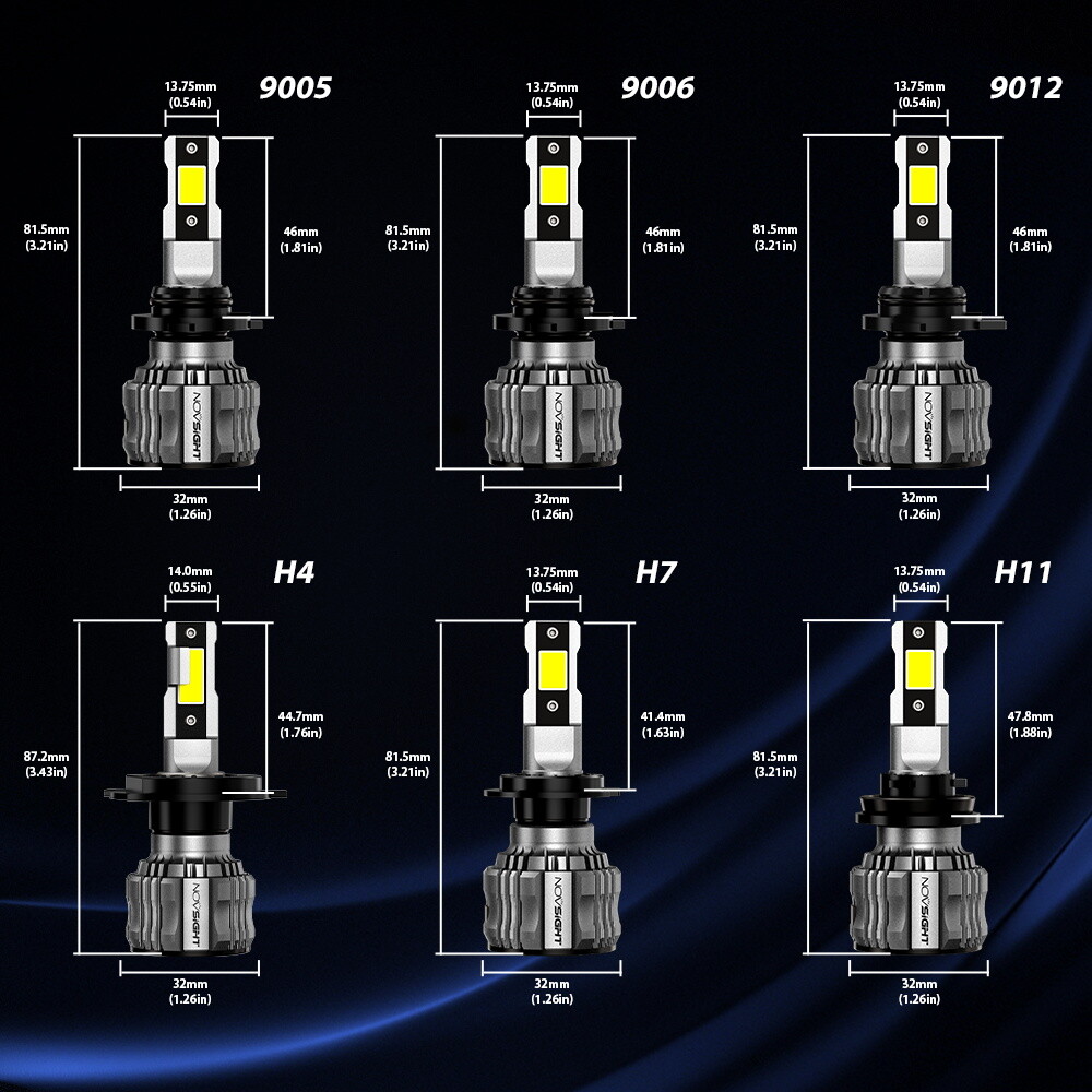 NOVSIGHT H8 H9 H11 LED Headlight Bulbs Kit Super Bright High Low Beam Lamp 6500K