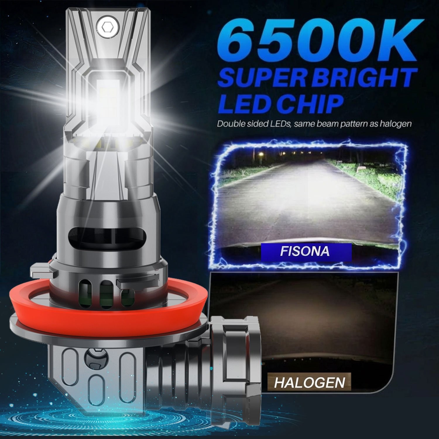FISONA H11 9005 LED Headlights Bulb High Low Beam Light 100W Super Bright Canbus