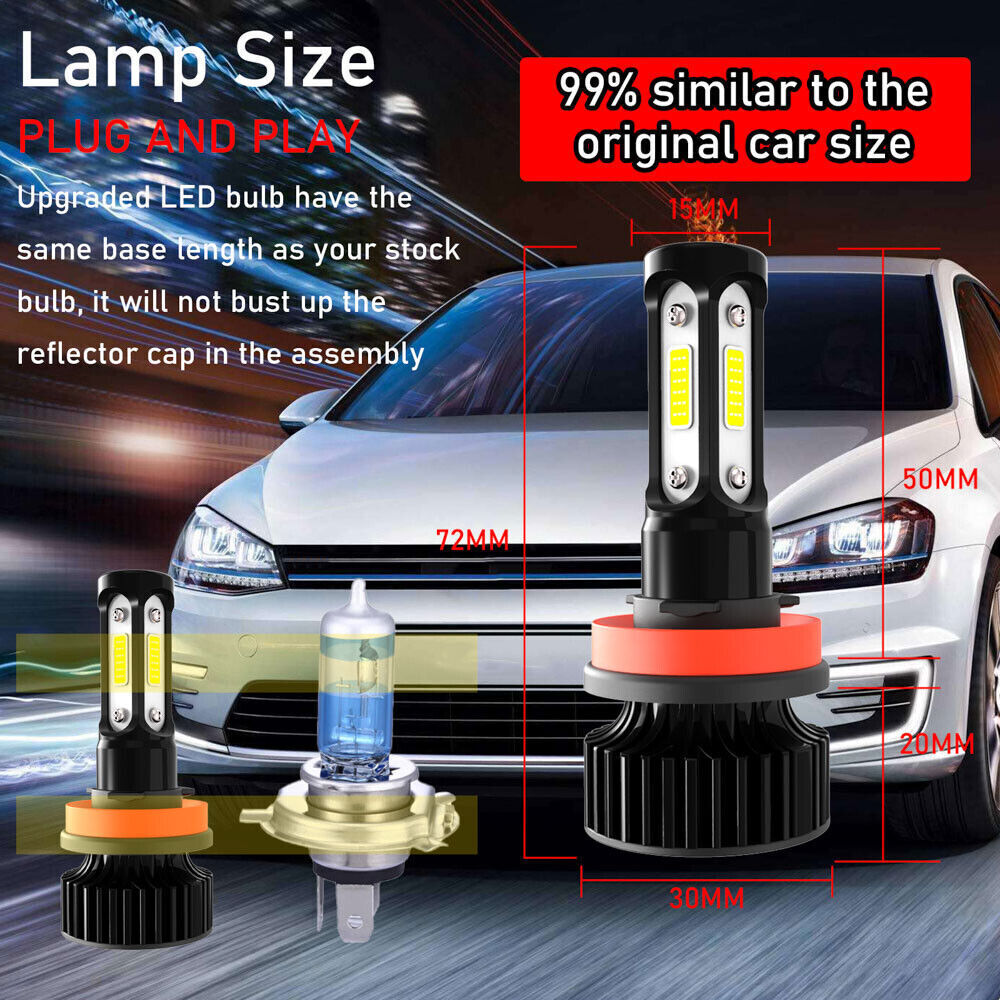 20x 4-Side H11 LED Headlight 6000K 1000W 18000LM High Low Beam Bulb Super Bright