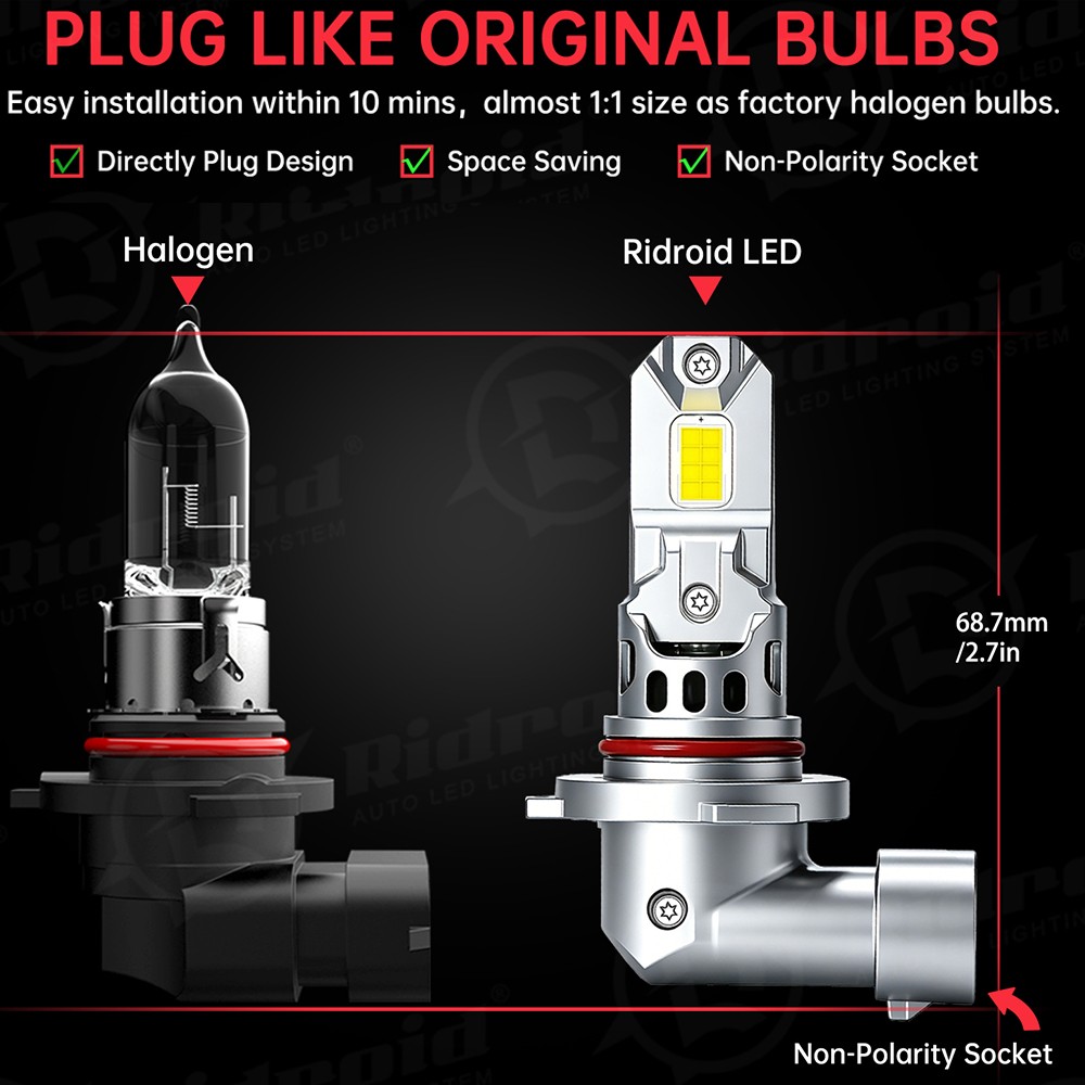 H11 9005 LED Headlight Kit Combo Bulbs High&Low Beam Super Bright 6500K White
