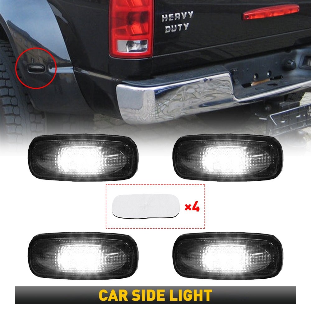 Universal 4X White LED Front Rear Side Marker Light Super Bright Replacement 12V