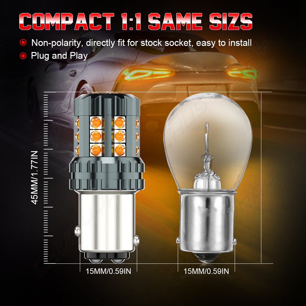 1157 2357 Amber Yellow LED Turn Signal Light Bulb For 1990-1997 Mazda MX-5 Miata