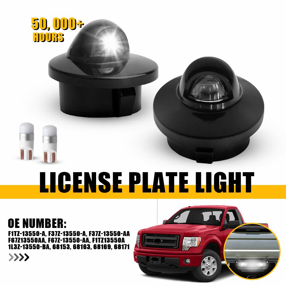 2PCS Rear License Plate Light Housings & LED Bulbs For 1997-2002 Ford Expedition