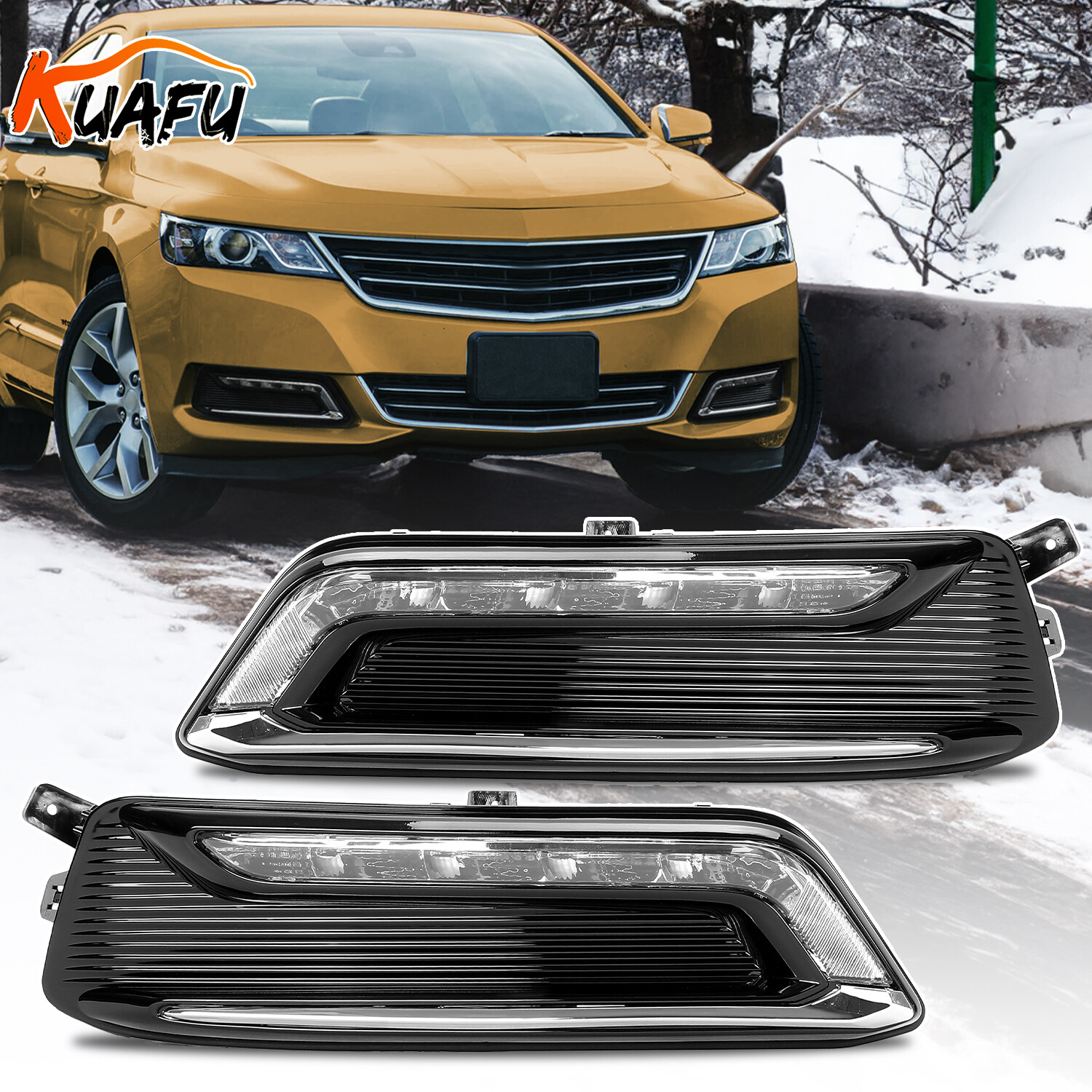 Fits Chevrolet Impala 2014-2020 LED DRL Fog Lights Lamps Wiring Kit Switch Set