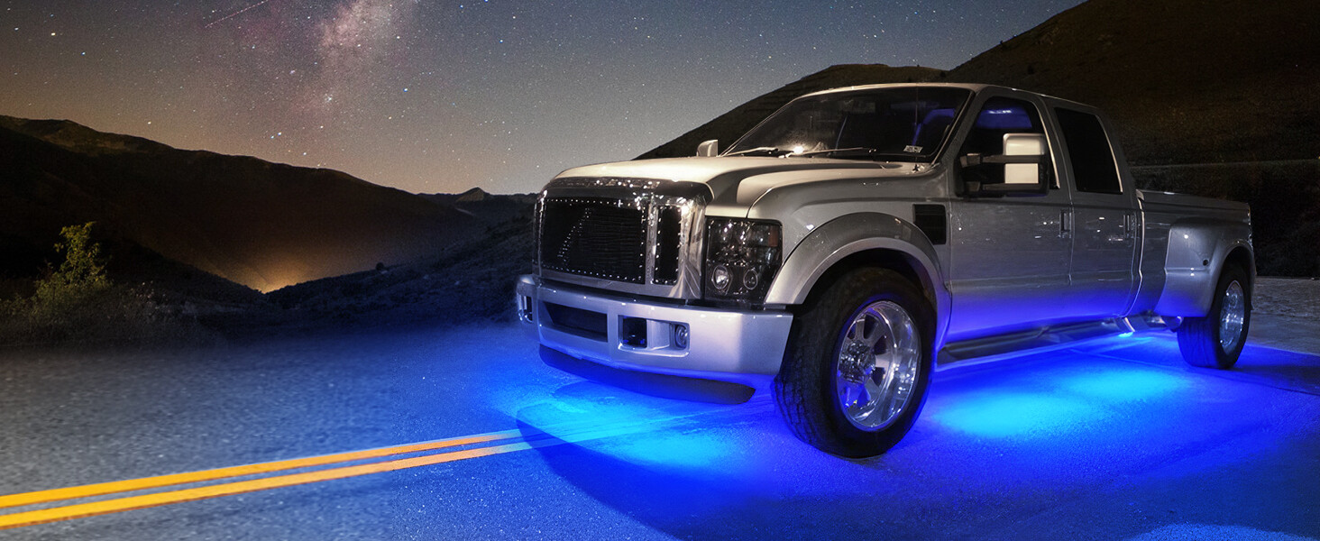 MICTUNING N8 RGBW LED Strip Aluminum Underneath Under Car Neon Lights Wireless