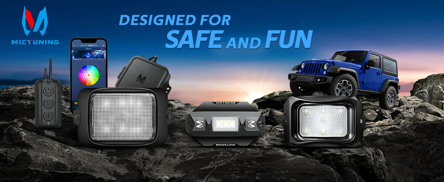 MICTUNING C1 RGBW LED Rock Lights, 8 Pods Multi-Color Offroad Underbody LED Kits