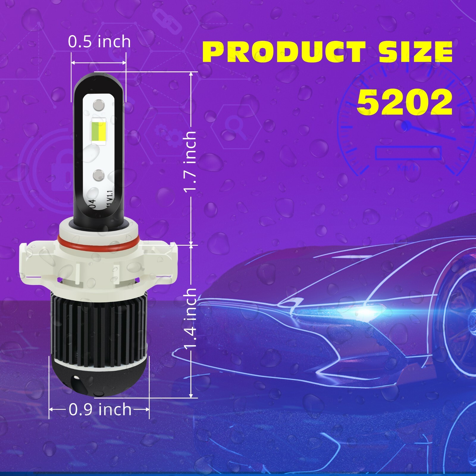2-Color LED Fog Light Bulbs Lamps for Chevy GMC 5202,White ⇄ Yellow Switchback