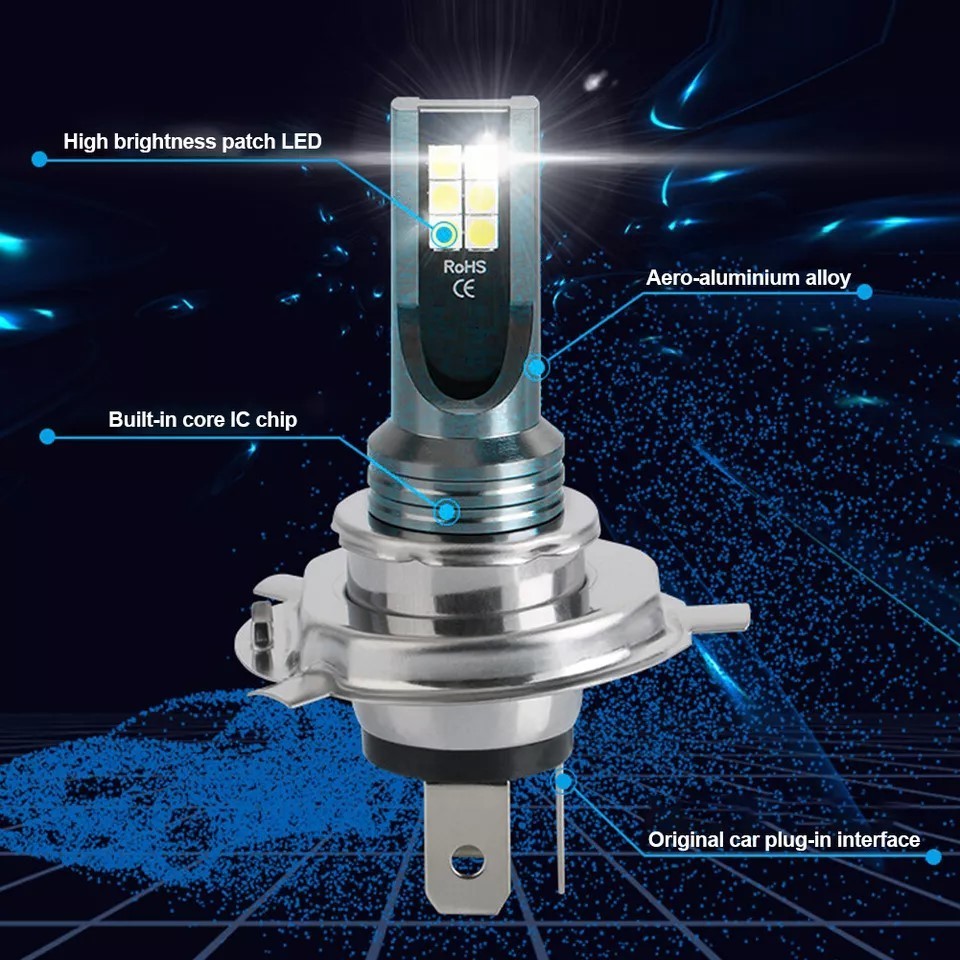 2PCS H4/H7/9005 LED 6000K White Headlight Bulbs Kit High Low Beam Bright 16000LM