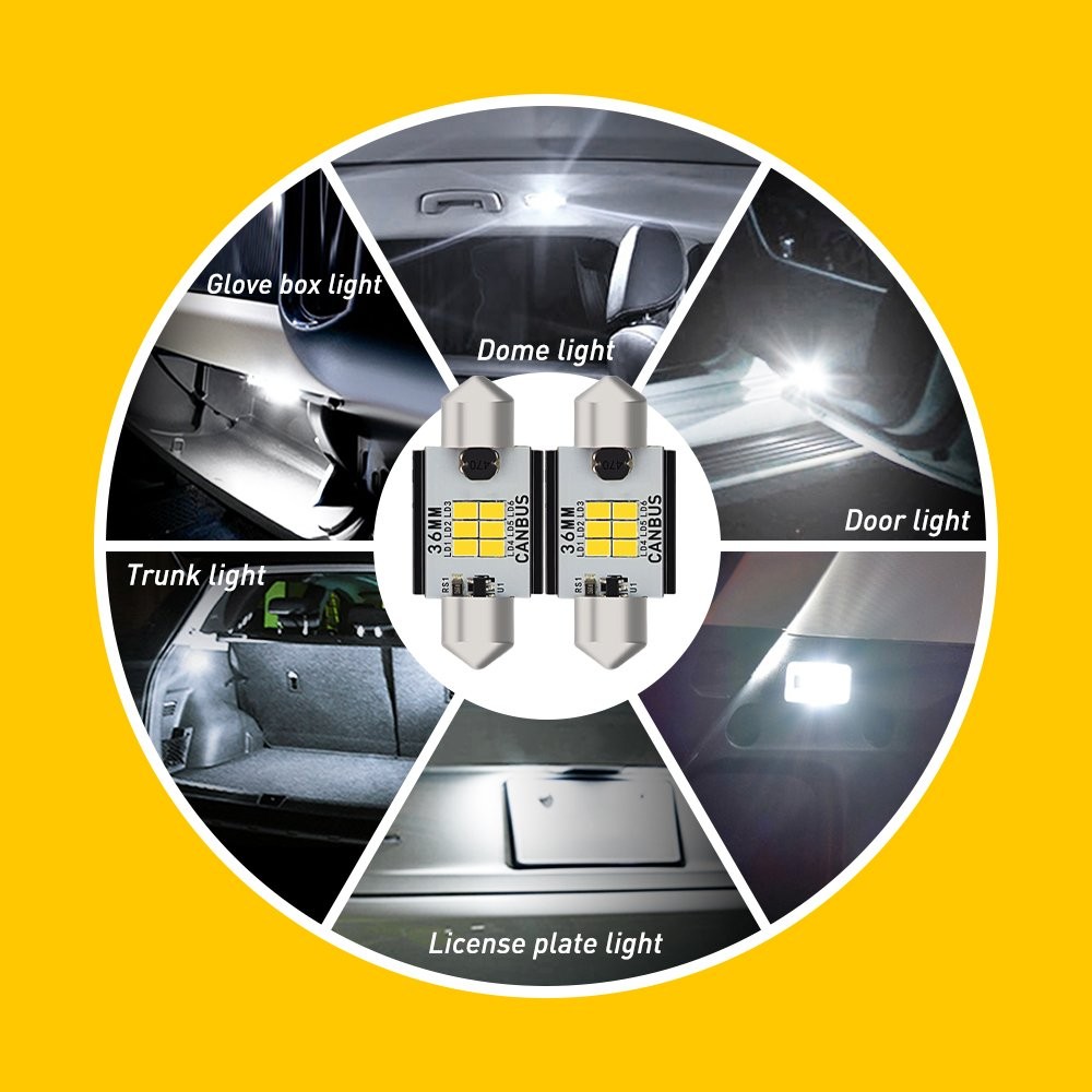 12v CAR LED BULB C5W XENON WHITE SMD 3020 LED FESTOON NUMBER PLATE31 36MM Lamp