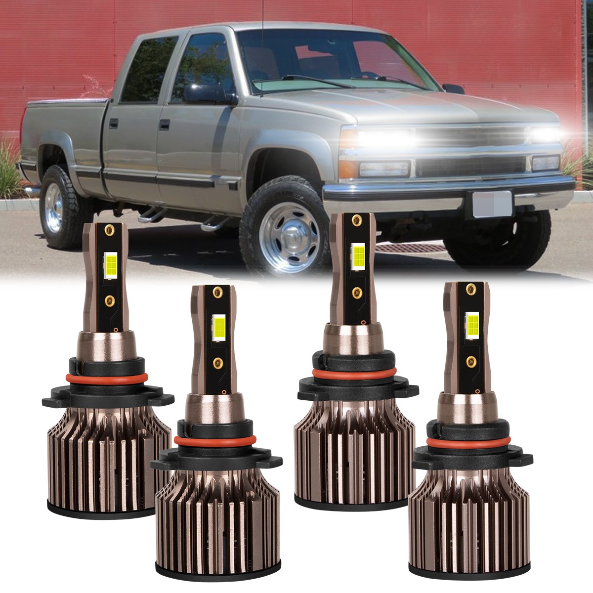 9006 9005 LED Headlight Bulb KIT High Low Beam Lamp For Chevy C2500 1990-2000
