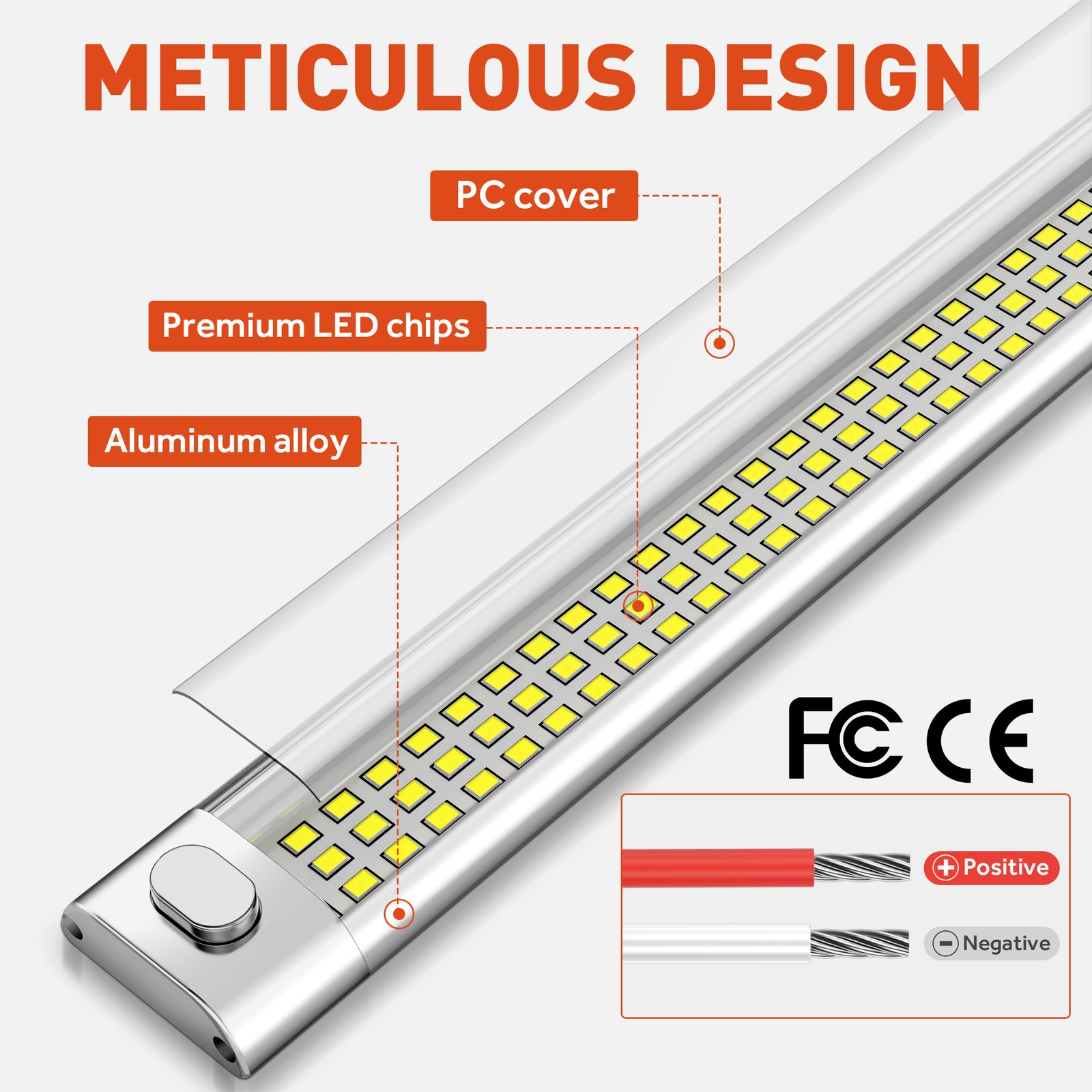 2PCS 16W 168 LED Interior Light Strip On/Off Switch for RV Camper Cargo Van Boat