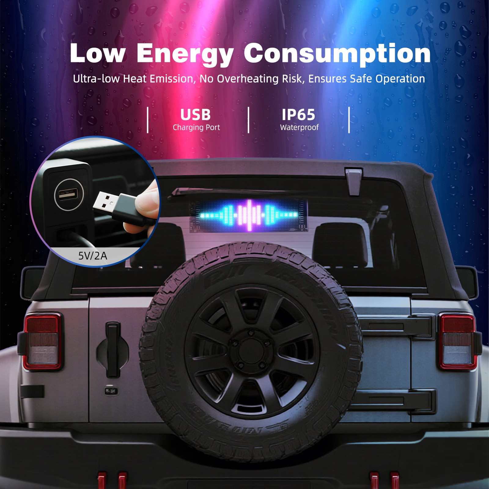 2Pcs Truck Windshield Car Devil Eyes Light APP Remote Smart Eye Lamp Soft Screen
