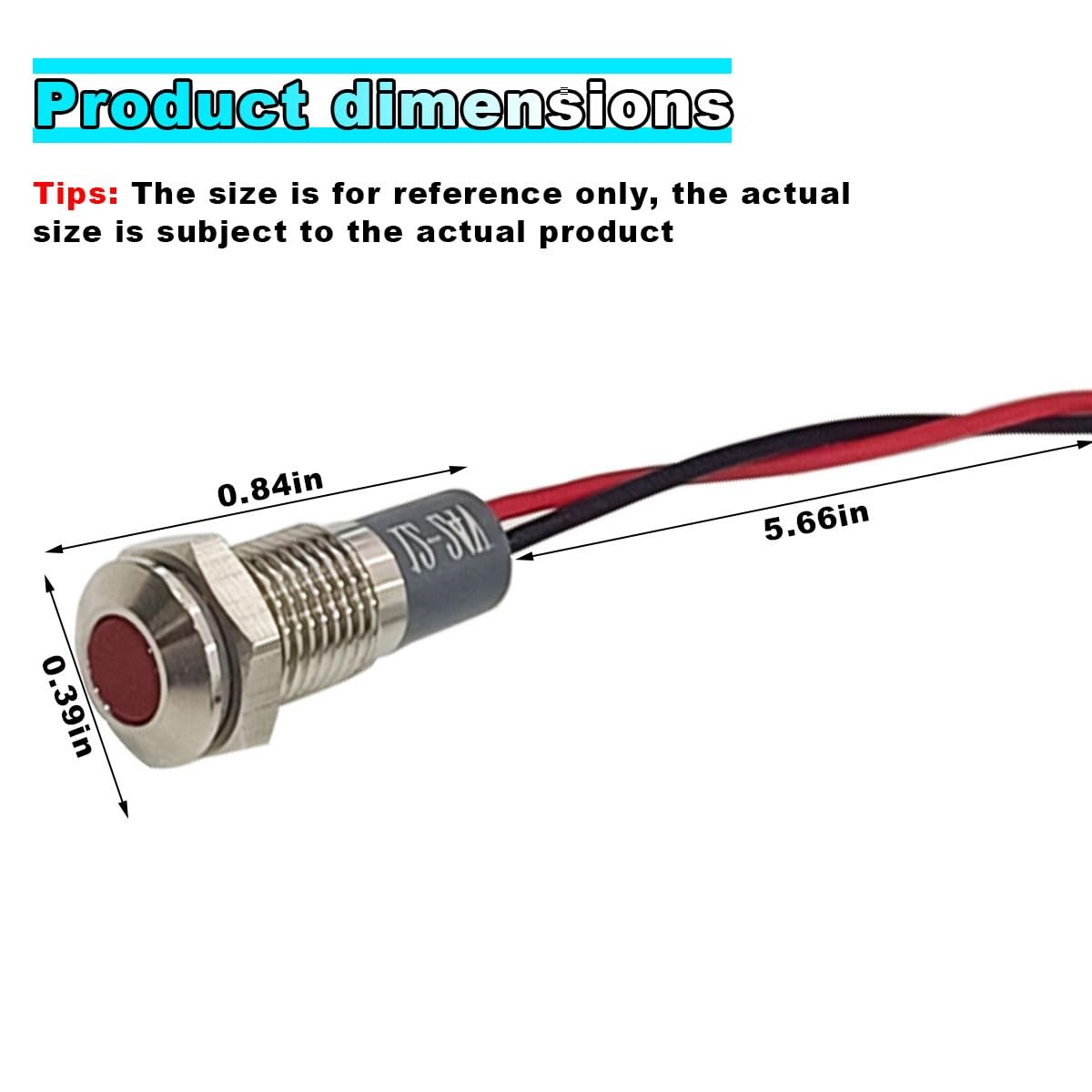 8mm/0.31″ Signal Indicator Light, AC/DC 12V-24V Waterproof Panel Warning Lamps