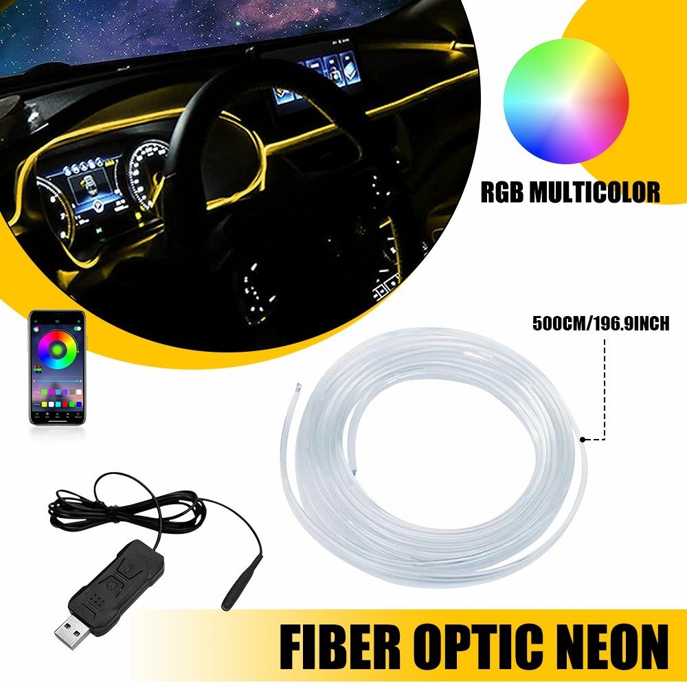 Car Interior RGB Neon Running Atmosphere Party Light Strip Ambient Lighting 5M C