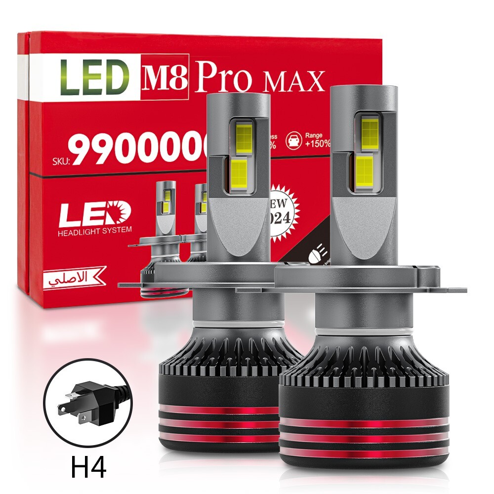 2x H4 LED Headlight Bulbs Kit 9003 HB2 High Low Beam 6500K Bright White M8 Pro