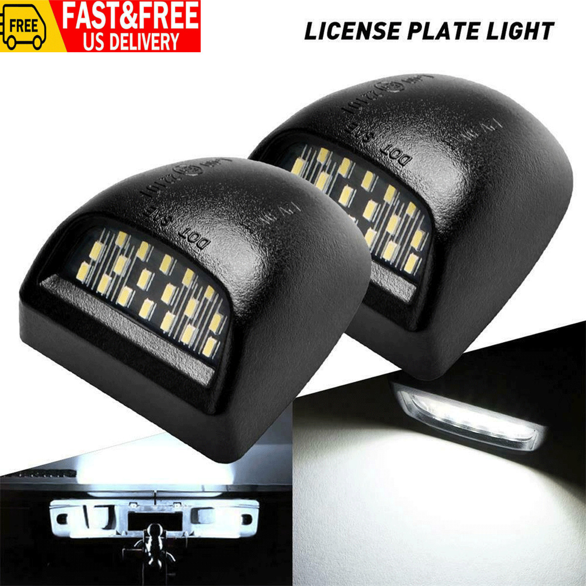 LED License Plate Light Assembly For GMC Sierra For Chevy Silverado 1500 2500 CT
