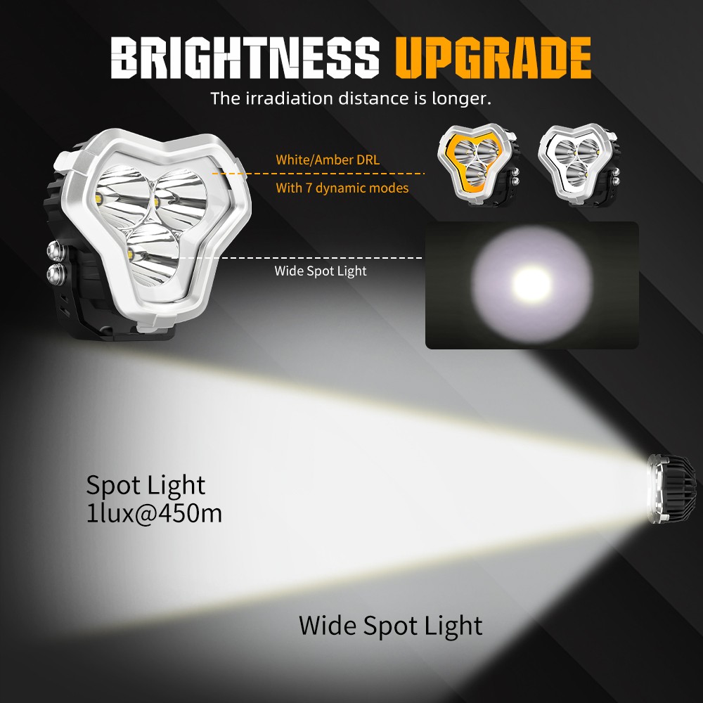 NOVSIGHT 2″4“4.5″5″ LED Pod Work Lights Spot Flood Lamp Offroad DRL Amber+White