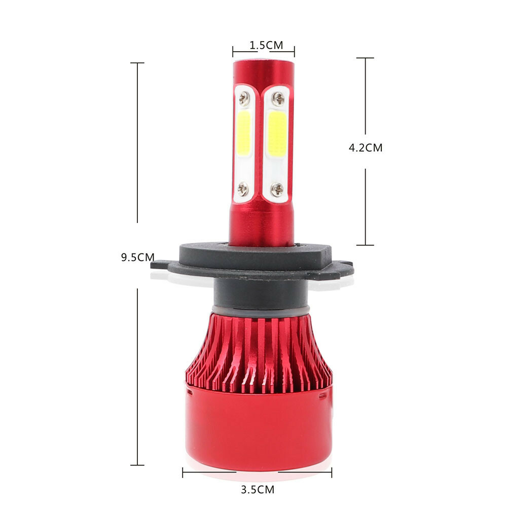 4-Side H4 9003 LED Headlight High Lo Beam Conversion Kit 32000LM 6000K HID White