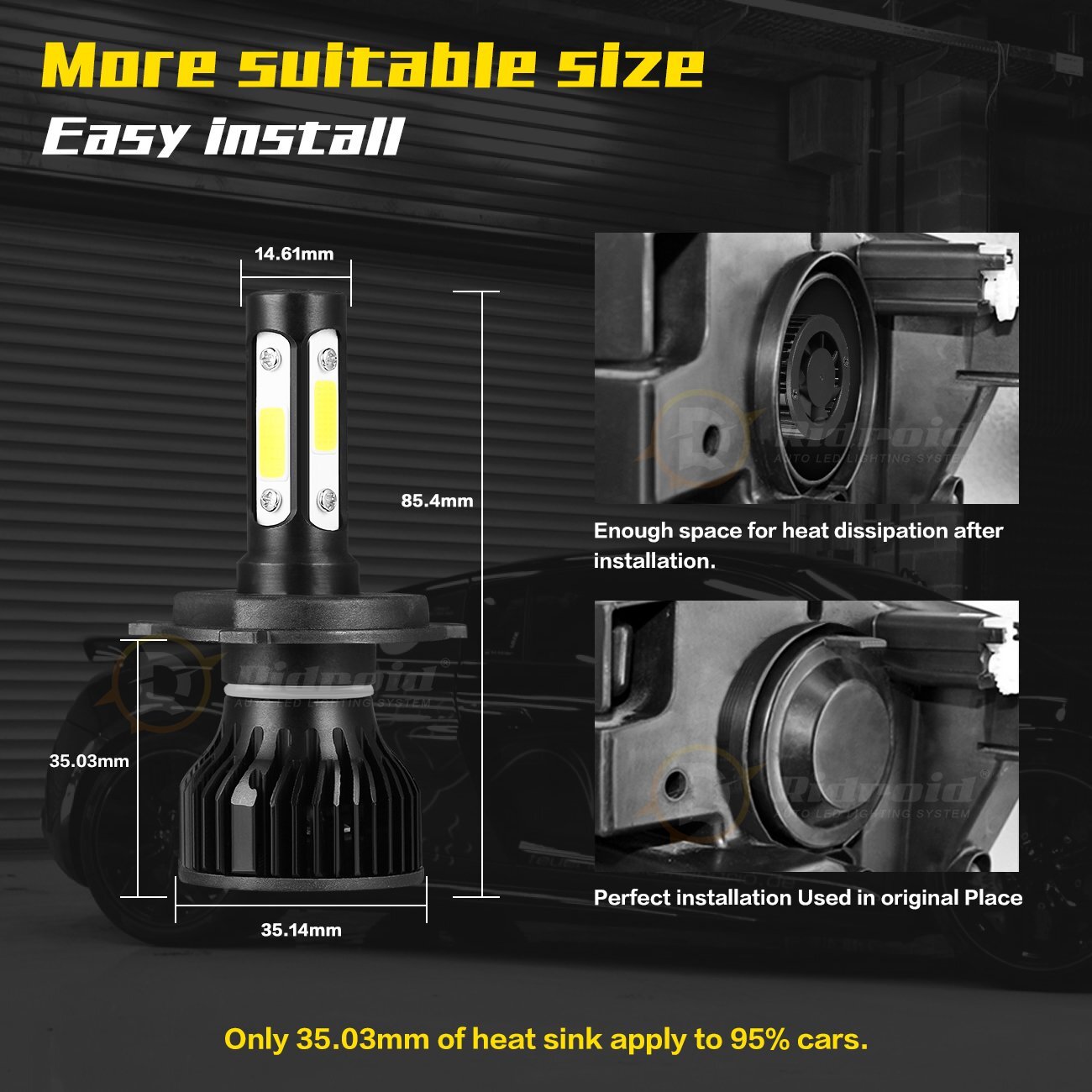 2x H4 / 9003 4-Sides LED Headlight Conversion Kit 2400W 360000LM Hi/Lo Beam Bulb