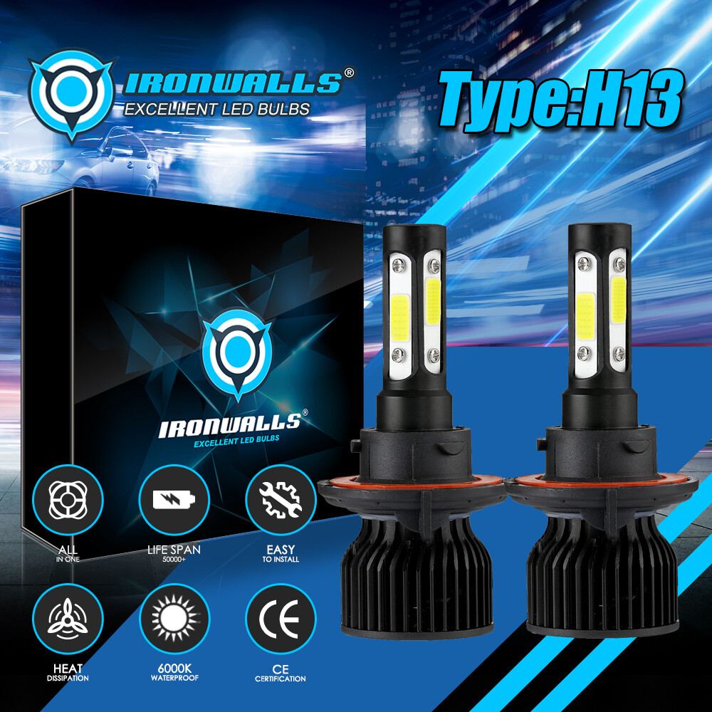 4-sides LED Bulbs H13 9008 Headlight High Low Beam Super White 6000K 360000LM