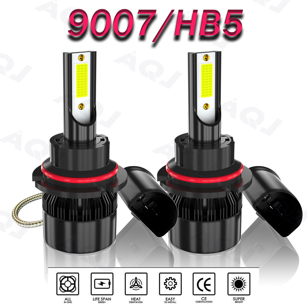 Clear White aqj 9007 HB5 LED Headlight Bulbs Lamps High Low Beam Super Bright 2x
