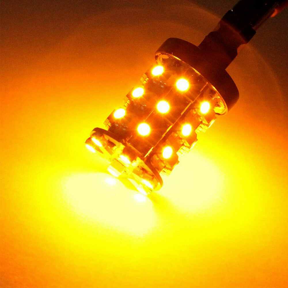 2pcs 3157 LED Amber White Switchback Turn Signal Light Bulbs For Chevy Silverado