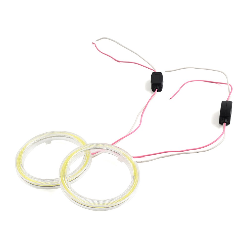 70MM DRL Fog Headlights Lamp COB Angel Eyes Halo Ring LED Light Red 2pcs 12V