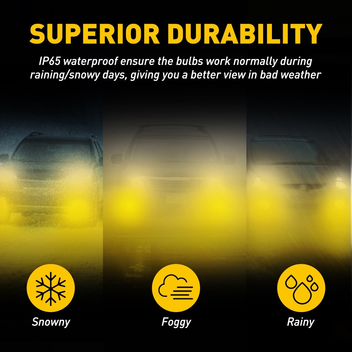 2 Pack H11 H8 H9 LED Fog Light Bulb Fanless High Brightness 3000K Golden Yellow