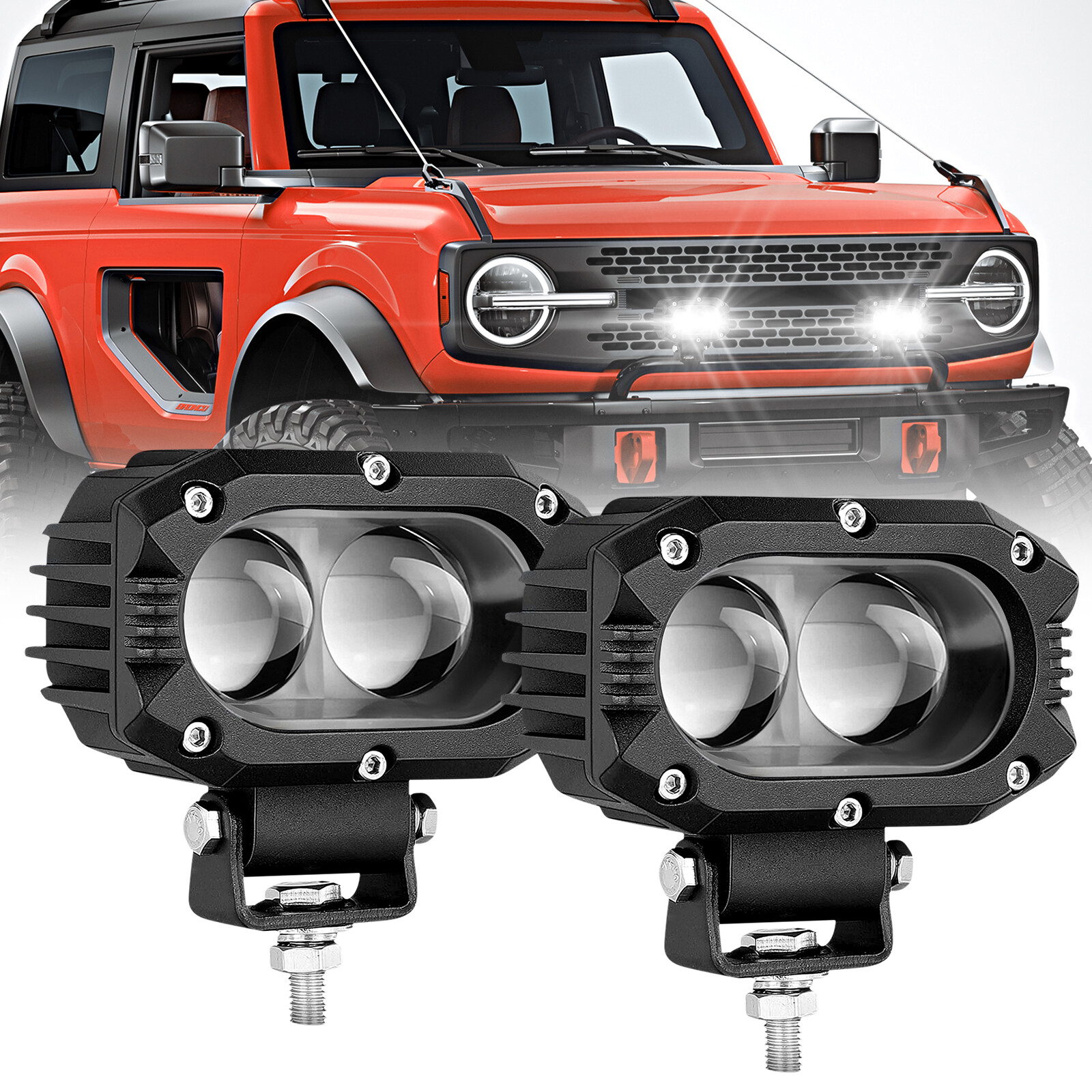 Pair 4″ 160W White Pods LED Work Driving Light Bar Spot for Can-am Maverick X3