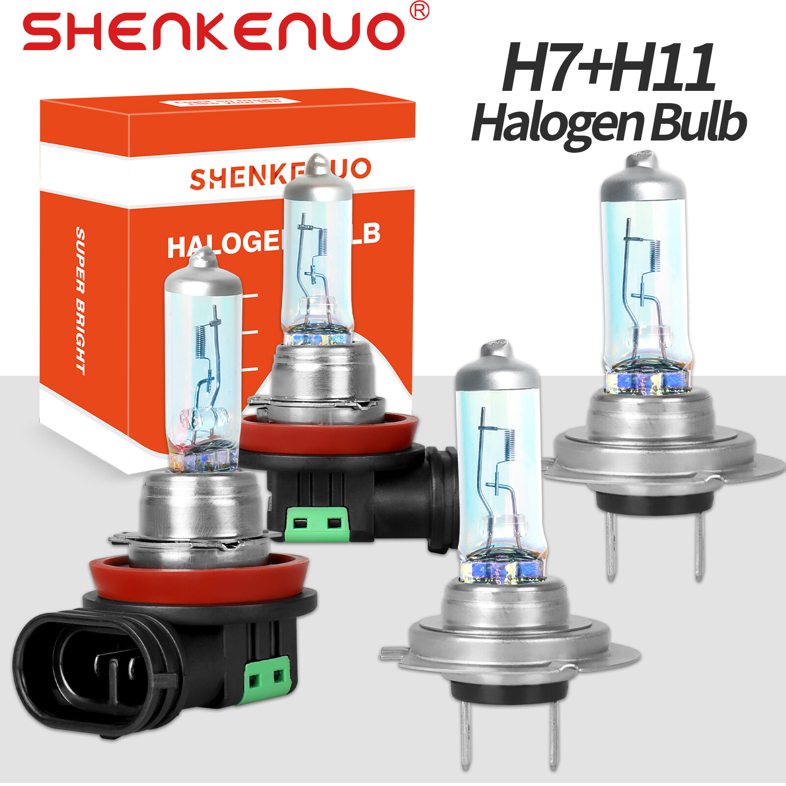 4pcs h7 h11 halogen headlight high low beam warm white 4200k 4000lm 100w 12v
