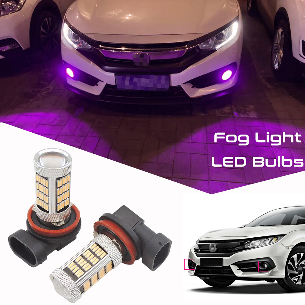 2 Bright Pink Fog Lights H11 H8 LED Bulbs Fit for Honda Civic 2006-2021 Fog Lamp