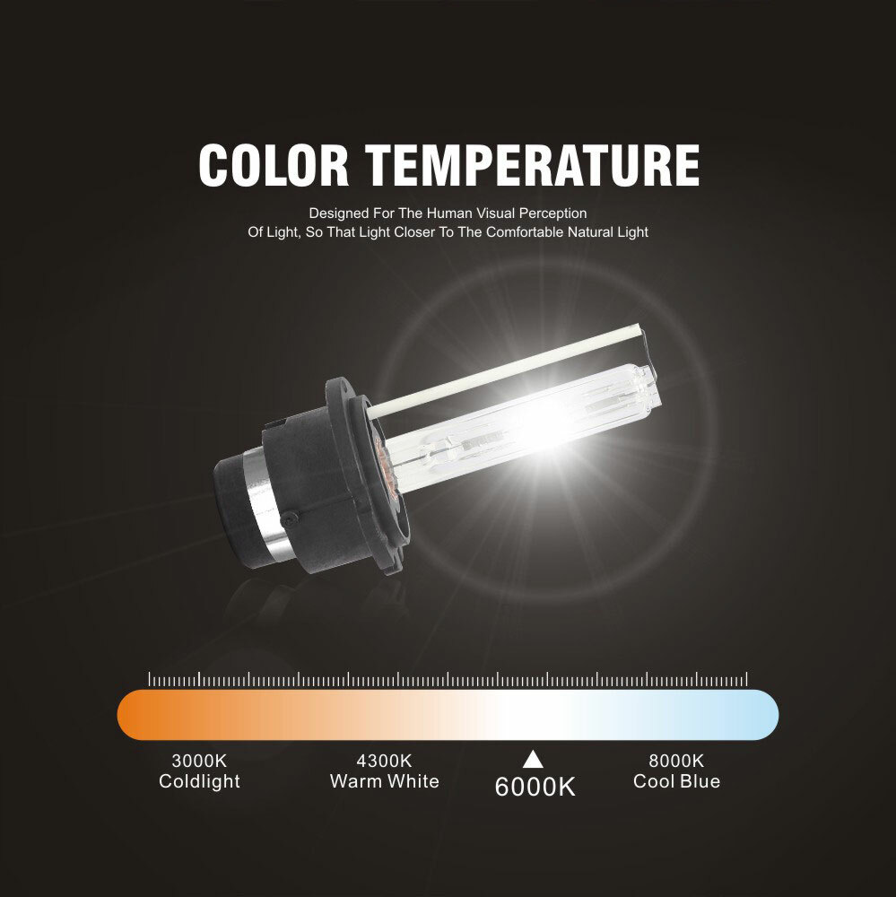 2x 6000K D2S White HID Xenon Bulbs Factory Replacement Headlight Kit Lo/Hi Beam