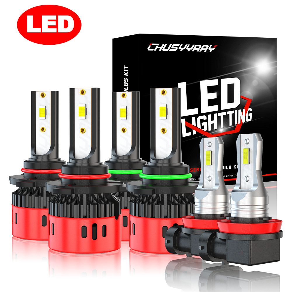 MINI 9005 9006 H11 Combo LED Headlight Bulbs Fog Kit 6000K White High Low Beam