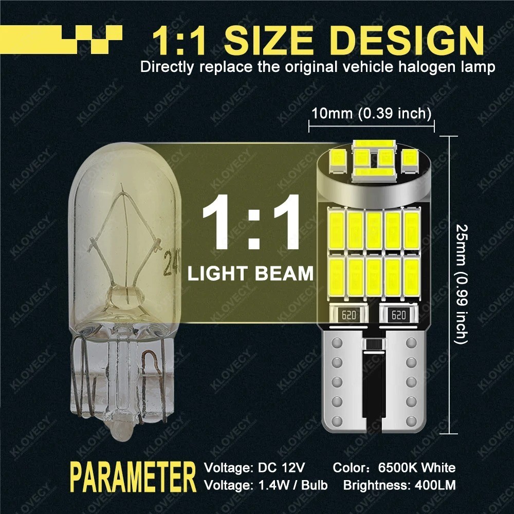 10x 501 T10 Led Bulbs Side Light Error Free Canbus 26 Smd W5W Xenon Bright White