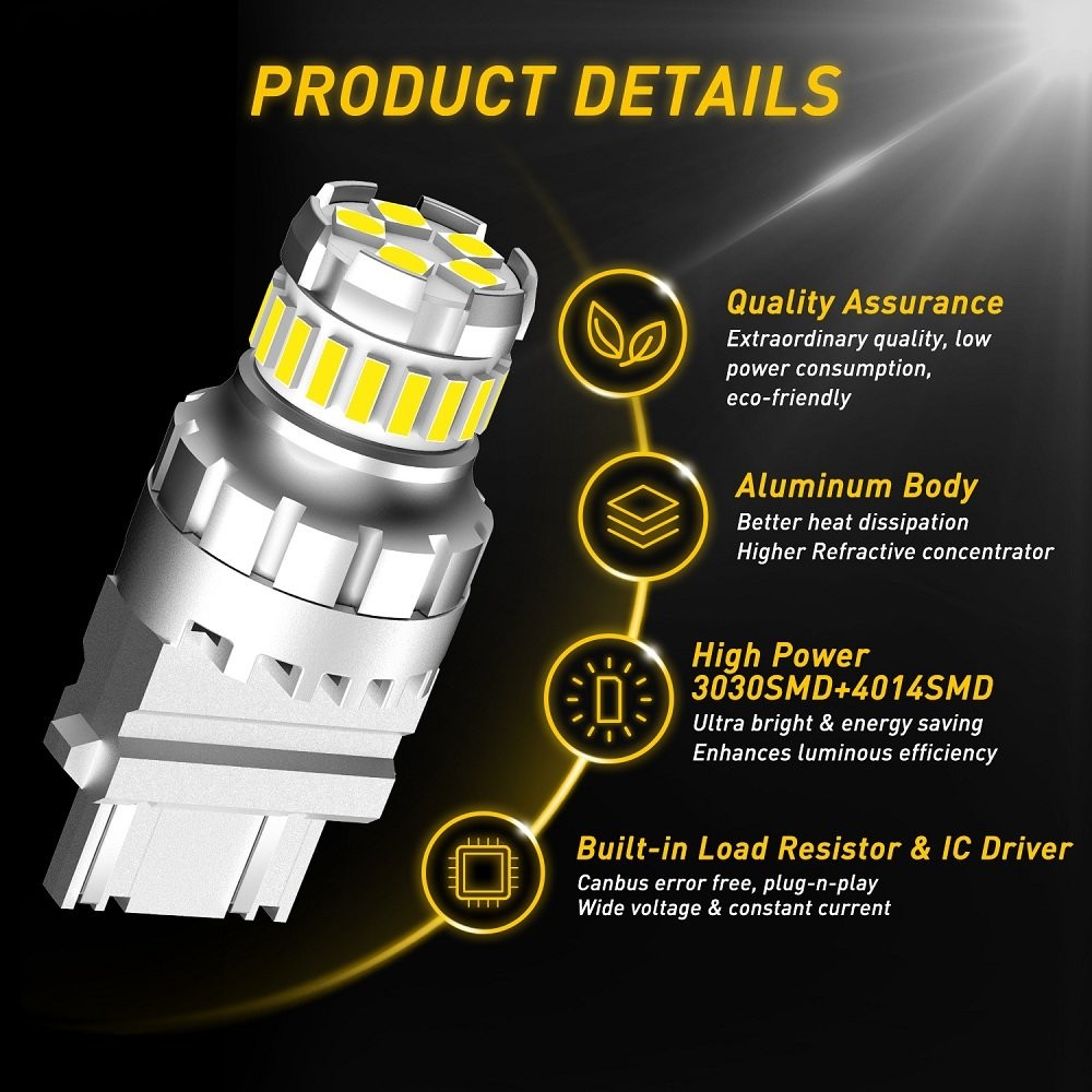 2x 3157 3156 LED Reverse Backup Turn Signal DRL Light Bulbs 6500K White CANBUS