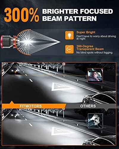 FITMOTORS H11/H8/H9 LED Bulbs80W 16000 Lumens Bright6500K Cool White LED Fog
