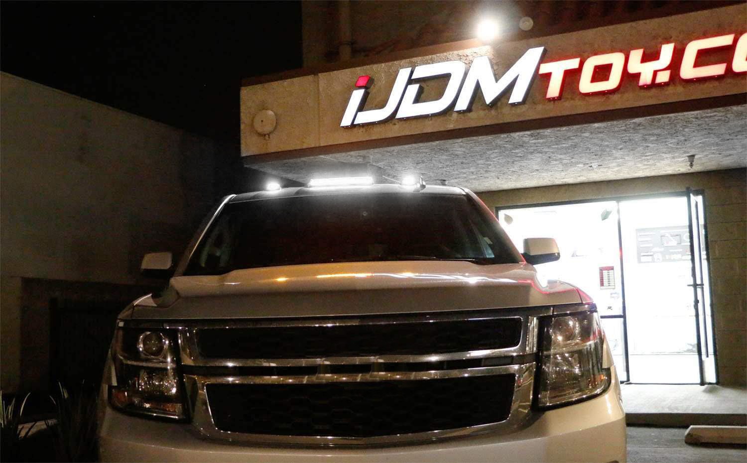 Clear Lens 3pc Cab Roof Marker Running Lights w/White LED Lamp For Truck SUV 4×4