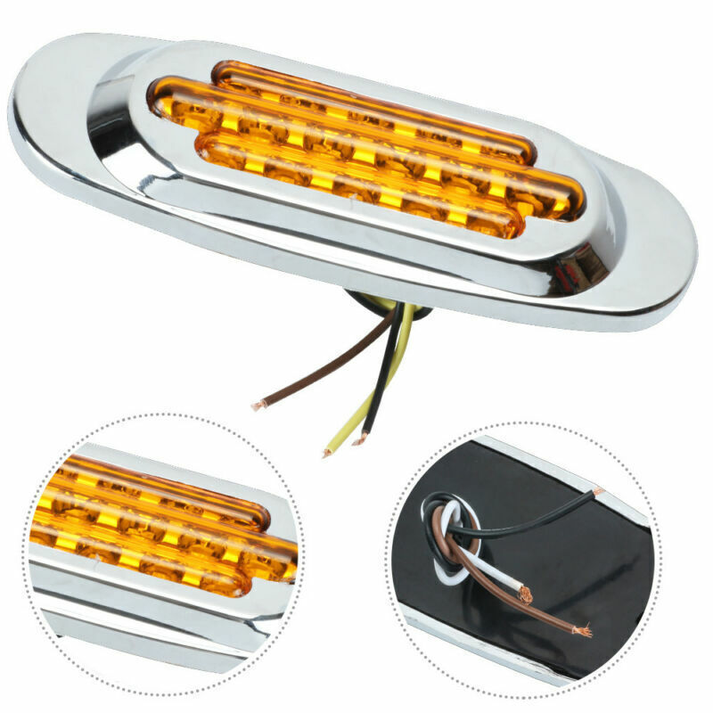 10x 16 LED Amber Side Marker Clearance Light For Freightliner Chrome Bezel 6.5“