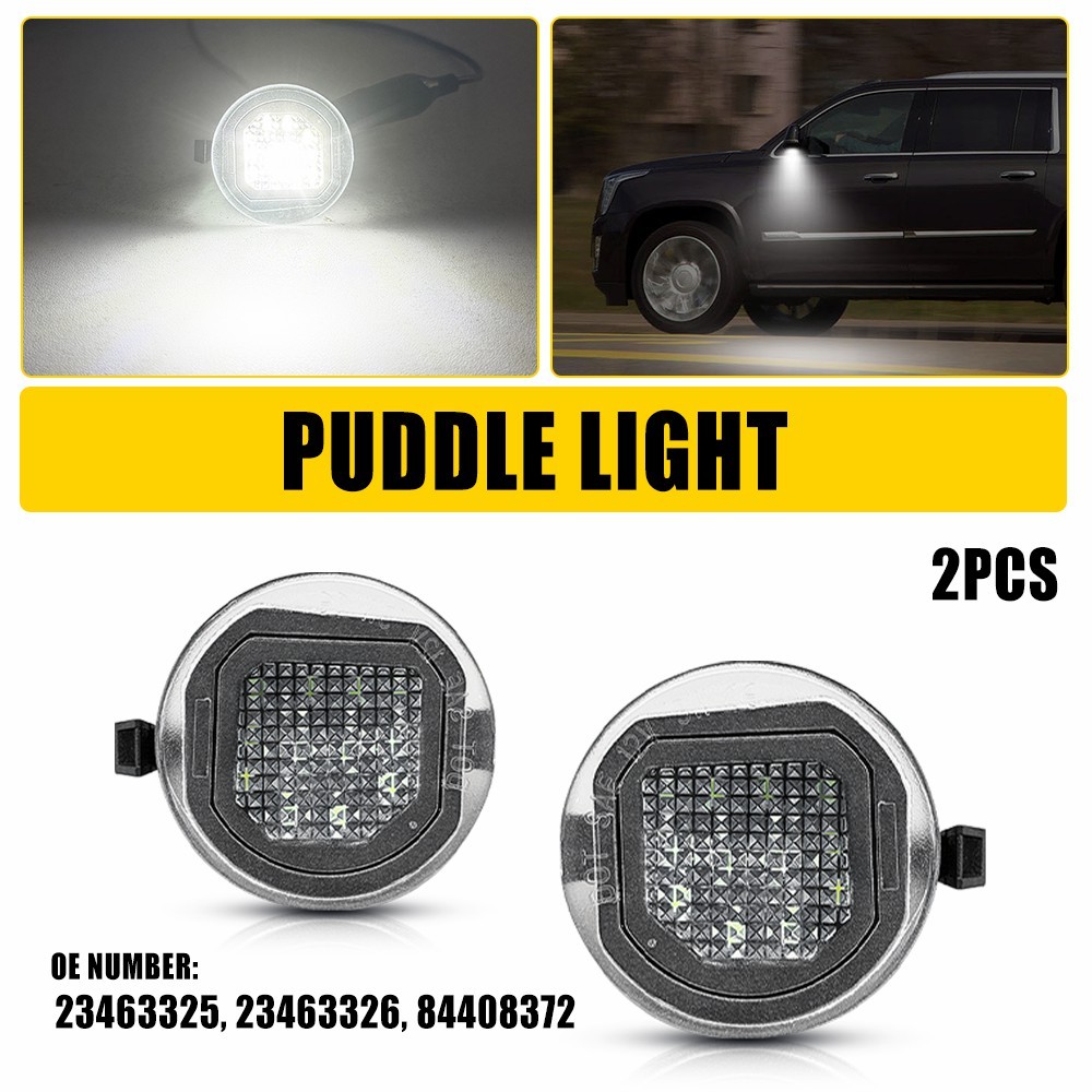 2X Exterior White LED Puddle Lamp Fit Chevrolet Suburban Tahoe 2015 2016-2020 EK