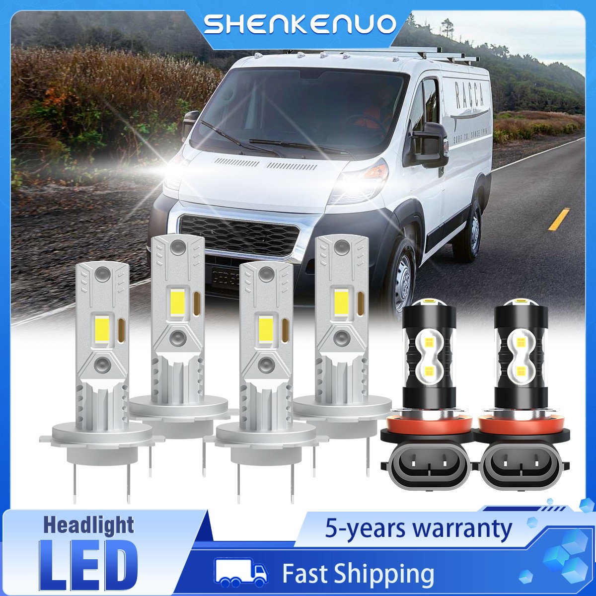 For Ram ProMaster 3500 2014-2021 LED Headlight Bulbs Combo 6x H7+H7+H11 White