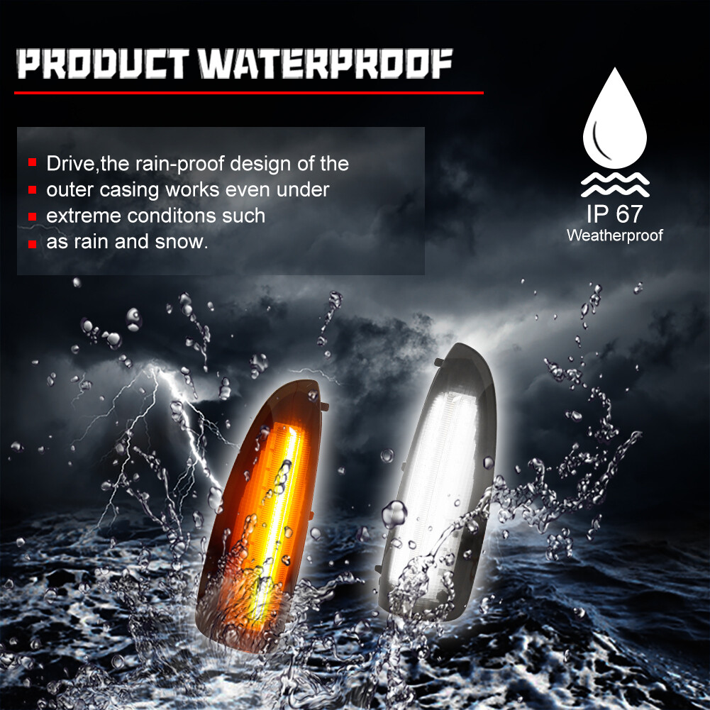 Smoke Lens White/Amber Switchback LED Side Mirror Lamps For 03-07 Ford F250 F350