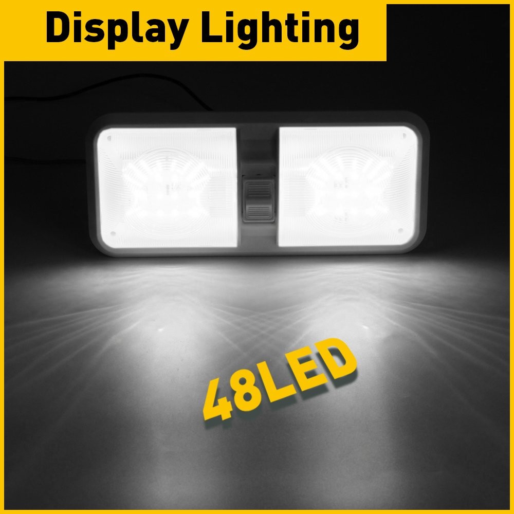 RV Interior 48 LEDs Light Ceiling Camper Trailer 11V-18V 600LM with Switch White