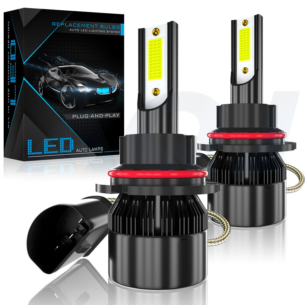 9007 HB5 COB LED Headlight Bulbs Conversion Kit High Low Beam 6000K Super White