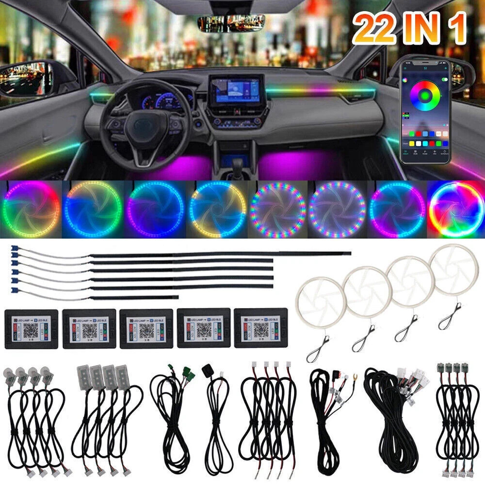22 in 1 Full LED Bead Symphony Dream Car Interior Ambient Lighting Wireless set