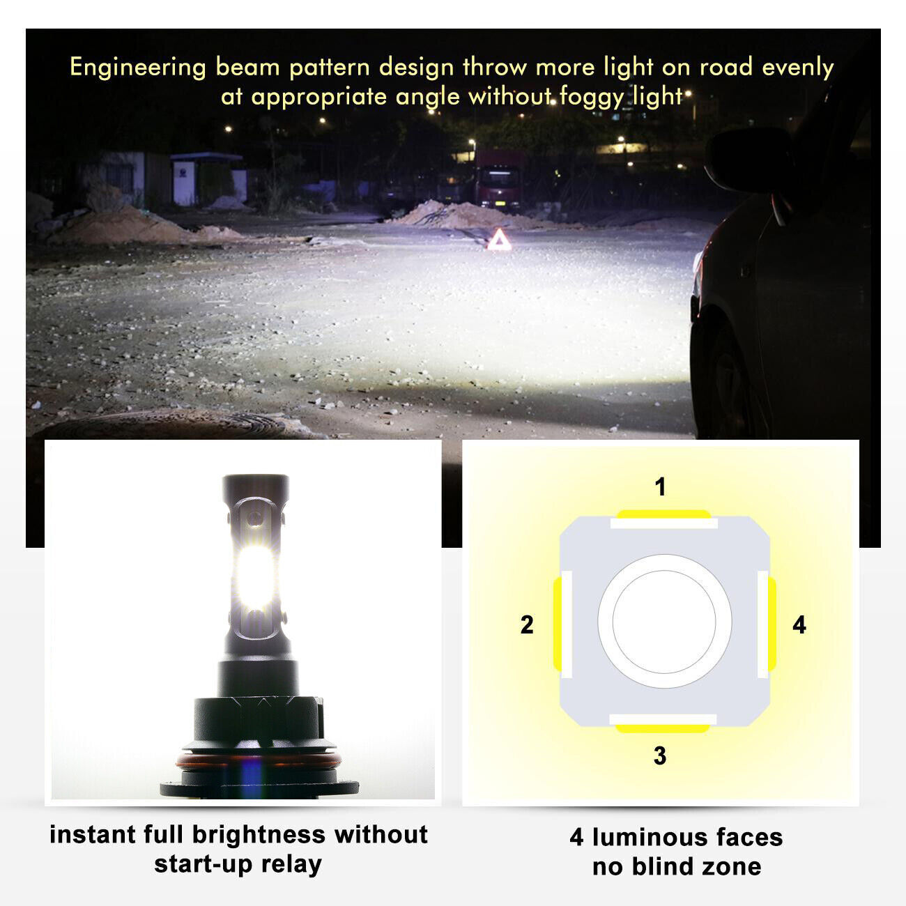 9008 9145 Combo LED Headlight Bulbs Kit High/Low Beam Super Bright 10000K White